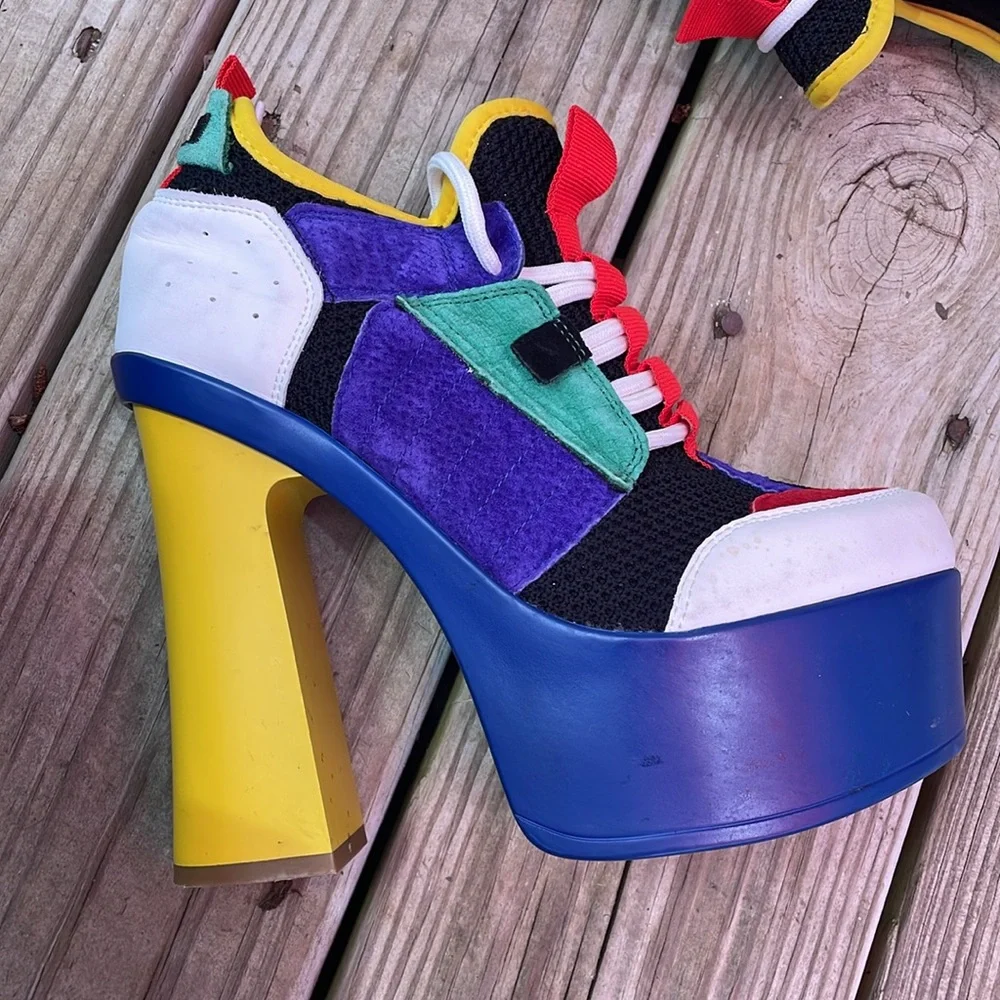 Anthony Wang Zucchini Colorblock Platform Sneaker Heels Size 7.5